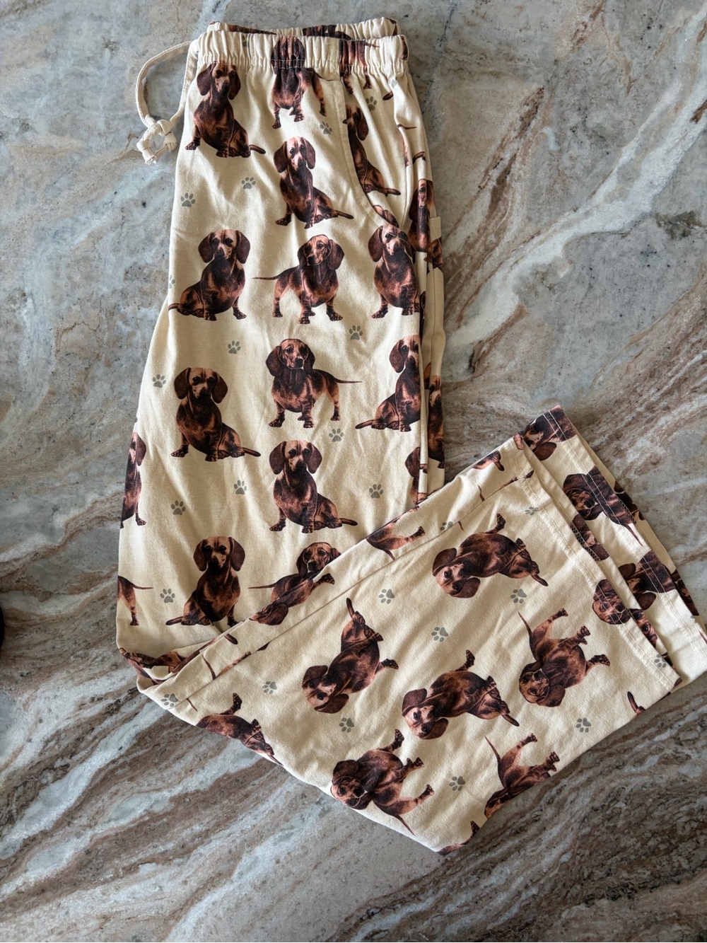 Women’s Cream Dachshund Print Pajama Pants